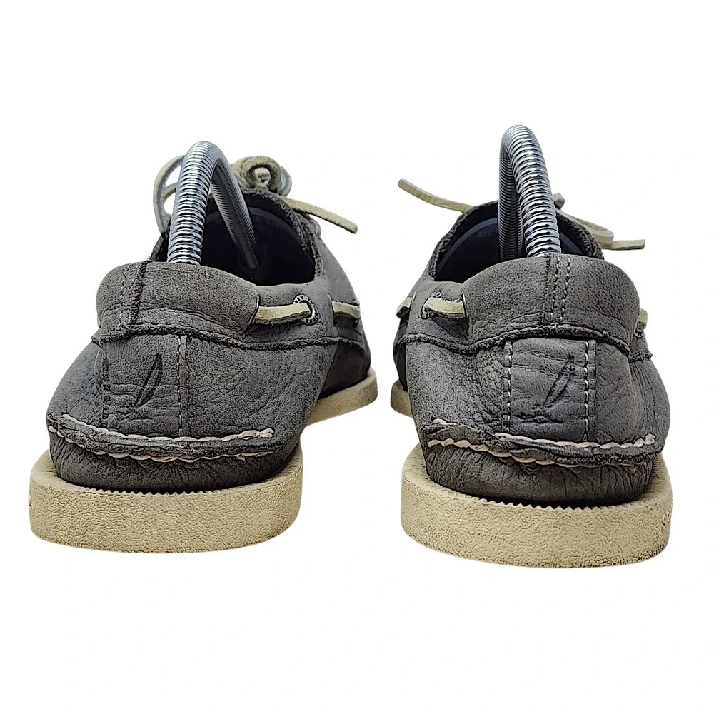 Sperry Top Sider 8.5 M Men Gray Leather Authentic Original Boat Shoes Classic